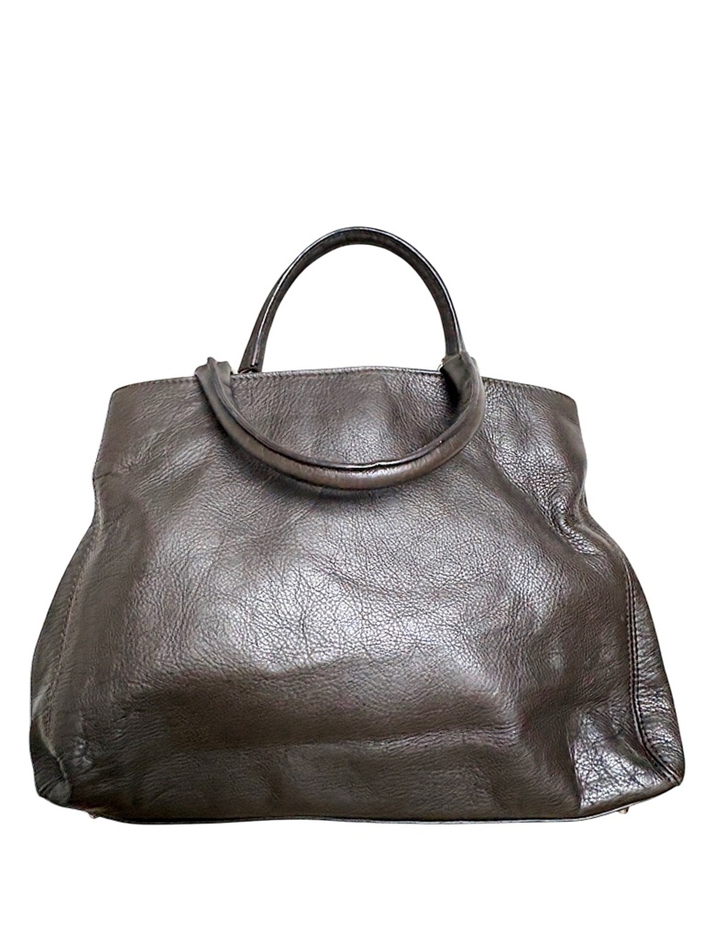 BORSE IN PELLE Italy handmade soft brown leather satchel bag double handle